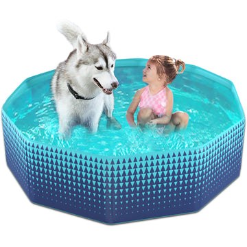Jasonwell Foldable Dog Kiddie Pool - Hard Plastic Kids Paddling Pool Toddler Baby Swimming Pool for Backyard Collapsible Whelping Box Pet Doggie Cats Wading Pool Bathtub Puppy Large Dogs 48In - Jasonwell